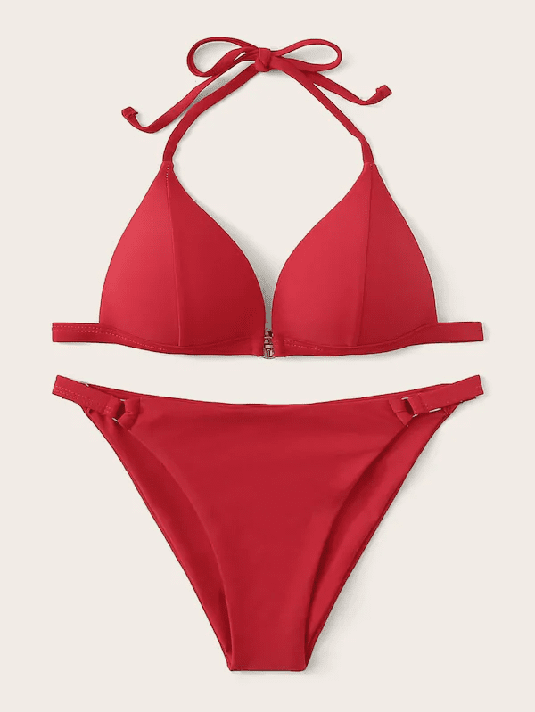 Halter Top With Tanga Bikini Set